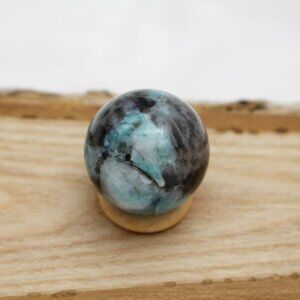 Smoky Quartz Amazonite Crystal Sphere with Stand